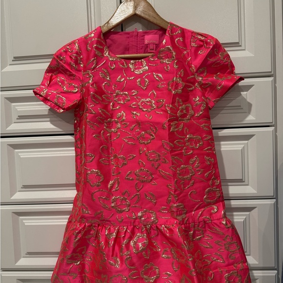 Lilly Pulitzer Pink and Gold Floral Kids Formal Dress